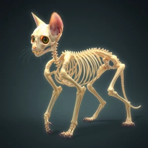 Hyperrealistic illustration of a cat skeleton as envisioned in t...