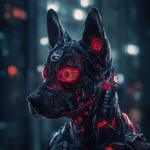 Dog, cyberpunk style