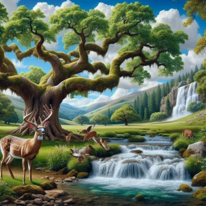 Under a pristine blue sky speckled with white, fluffy clouds, a...