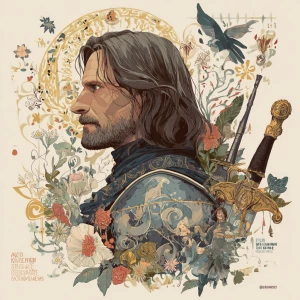 Create an image of Aragorn, as portrayed by Viggo Mortensen in "...