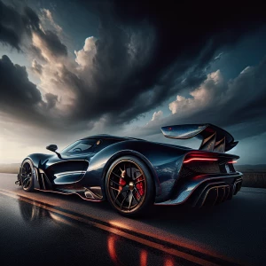 A 2025 Dark Navy-Blue Dodge Viper, body sculpted in liquid, obsi...