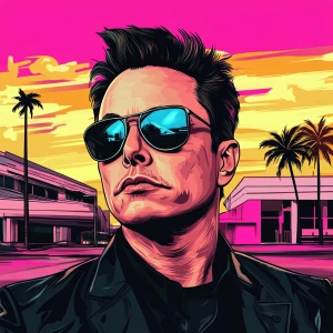 Elon Musk in GTA art style — — in the style of a Grand Theft Au...