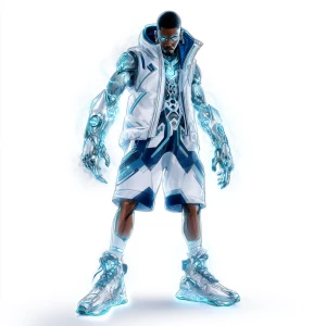 A frontal T pose full body concept illustration of A powerful bl...