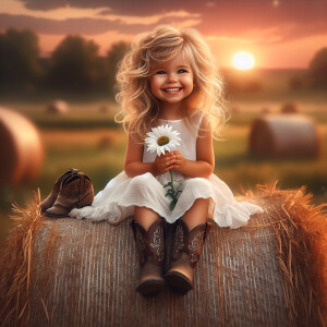 photorealistic oil brushed oil painting of a beautiful little co...