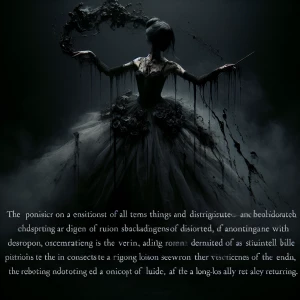 Dripping black, she breathes decay,
Silent screams in the fumes'...