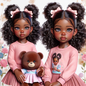 Refine the 3D realistic image of a four-year-old African-America...