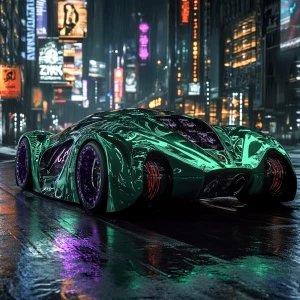 A hyperrealistic rendering of a custom supercar, styled as a fus...