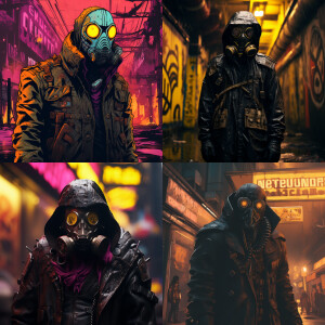 In the heart of a graffiti-laden cyberpunk metropolis, where the...