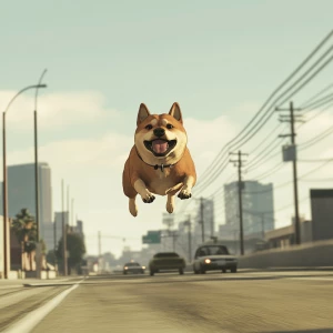 DOGE meme..run, in GTA San Andreas and carton style