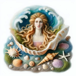 Felted image of Botticelli’s Venus