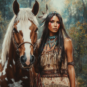 Create a hyper-realistic detailed image featuring a Native Ameri...