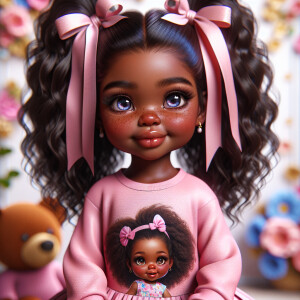 Refine the 3D realistic image of a four-year-old African-America...