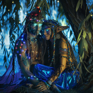 hyper realistic quantum energy cute young glowing glittery male...