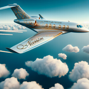 Generate me private jet written “ nassim “ road to jijel for Cel...