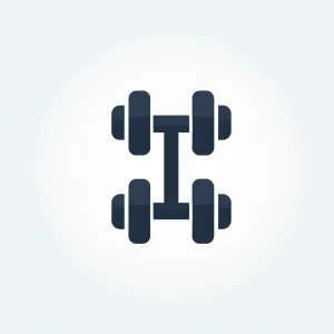 Create a logo that uses two separate dumbbells aligned in a way...