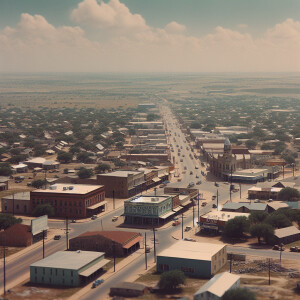 4k quality, drone over Tolar Texas, in the 1960s, daylight, the...