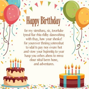 Create a birthday greeting card for my cousin that conveys heart...