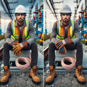 A cable technician featuring a white male wearing all his safety...