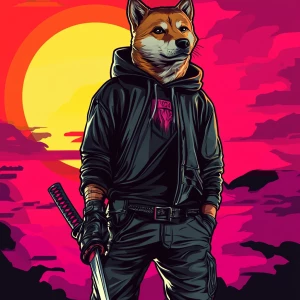 MEME DOGE in GTA art style — Foreskin hoodie with leather pants...
