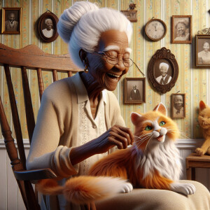Create a 3-D realistic image there's an light skinned African-A...