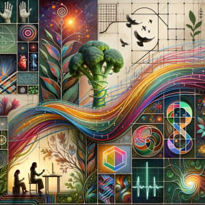 The golden ratio, Minimalist art Circuit, boards, circuitry, diagrams Cellular structures, DNA, circuit boards, colorful wires,  asian and Egyptian  graffiti, lie detector graphs, cardio, printout , branches infinity sign, cave, Art, handprints, distant birds flying, flowering vines, abstract, painting, Broccoli Fibonacci sequence