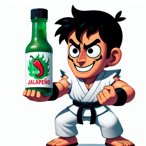 Eugene ghost fighter promoting jalapeño sauce