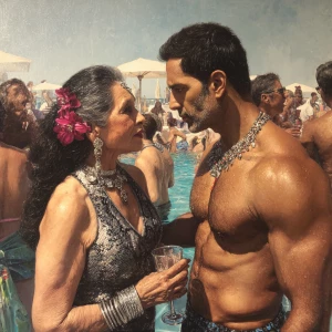 Hyperrealism,painting a punjabi   mother in law, in her late 50s...