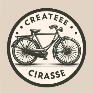 A logo combining a hand-drawn illustration of a classic bicycle with subtle shading, surrounded by a circular border