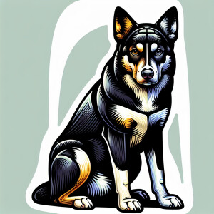 Cartoonish australian Cattle dog, siberian husky, American fox h...