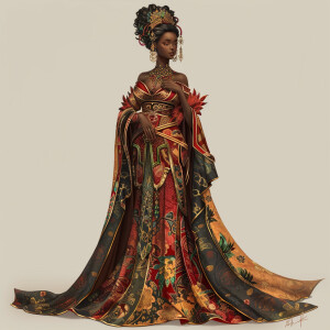 Create a full-body illustration of an Empress representing a mix...