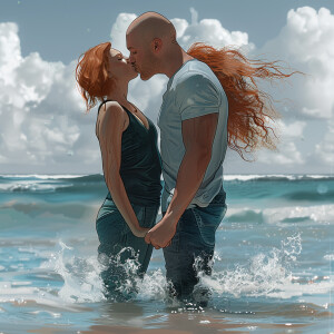 A photorealistic high resolution image. Light ginger haired fema...