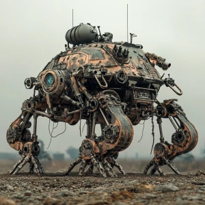 A tank with mechanoid legs instead of treads with nuclear icbm m...