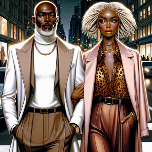 Illustration of an attractive African-American couple in their m...