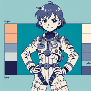 1990s anime screencap, girl a plugsuit, standing with hands on h...