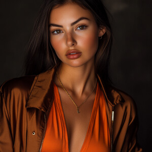 Capture the elegance of a fair-skinned, petite, slim woman with...