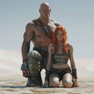 A photorealistic high resolution image. Light ginger haired fema...
