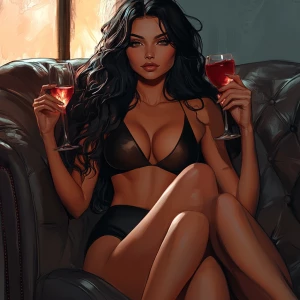 Dahlia Valentina (DahliaValentina_ai) – a fit, tall, supple, well-endowed, tanned Italian-American model with long wavy black hair, well-defined hands with delicate, manicured fingers, and beautiful feet with elegantly manicured toes. toast to dreams