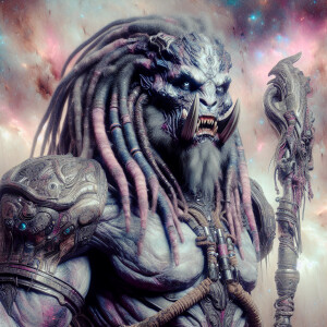 Thanos created in the style of Yautja's (Hunter Predator),ultra-...