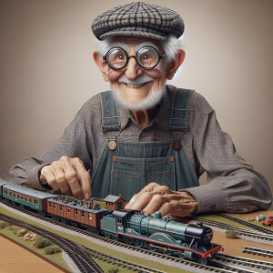 Funny and crazy caricature of a 95 year old American grandpa, ch...