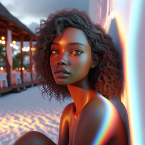 3-D image of a beautiful LIGHT SKIN, African-American woman she...