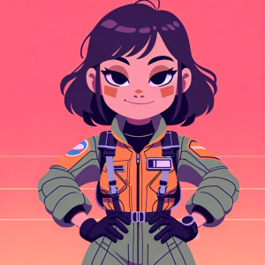1990s anime screencap, girl a plugsuit, standing with hands on h...