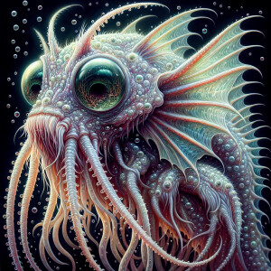 A chillingly exquisite Eshlaxian aquatic creature, its ethereal...