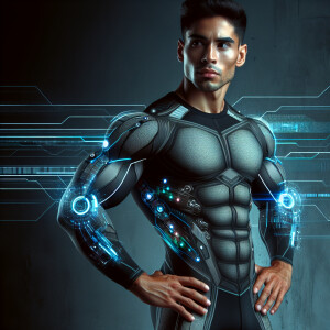 Create an image of a Mexican man with an athletic build, promine...