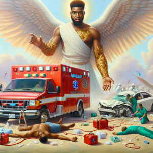 Create a realistic 3D oil painting depicting a scene of emergenc...