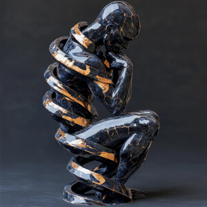 Hyperrealism. Ultra detailed 3D, 16K. Using metallic blue and go...