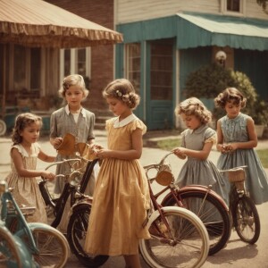 Group of young boys and girls happily playing together on a subu...