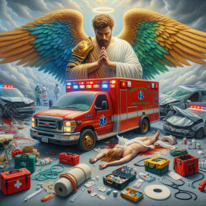 Create a realistic 3D oil painting depicting a scene of emergenc...