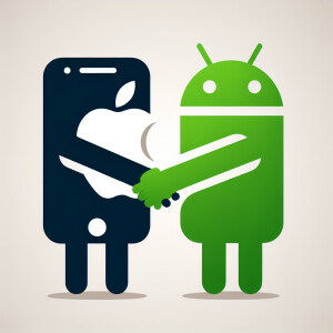 Create a logo Friendship between Apple iPhone and Android