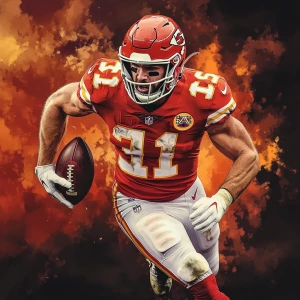 Travis Kelce  NFL player, picture in action, in GTA art style