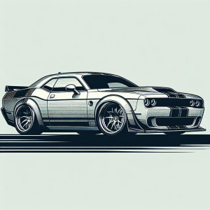 Full frame line art of a 2020 camaro no background